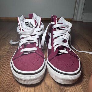 Vans High Top Old Skool Kids Shoes Size 1.5 Maroon w/ Zipper Great Condition!